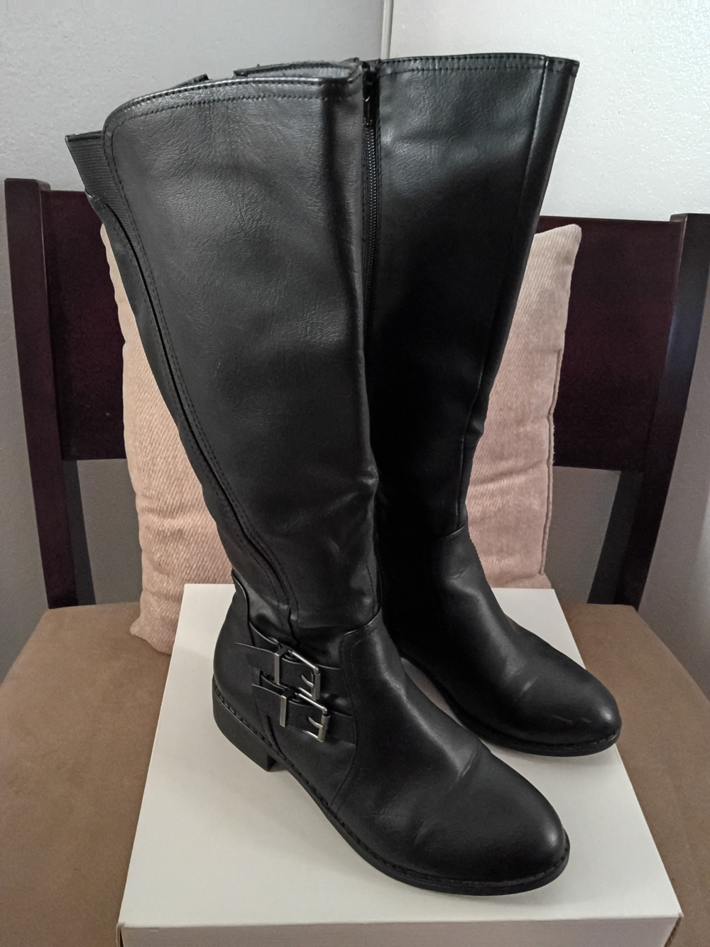 Style & Co. Black Over-the-Knee Riding Boots with Buckle Detail